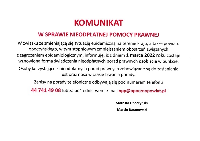 WZNOWIENIE STACJONARNEJ POMOCY PRAWNEJ