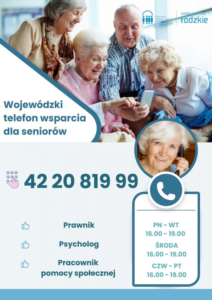 Wojewódzki Telefon Wsparcia dla Seniorów 42 20 819 99 Prawnik, Psycholog